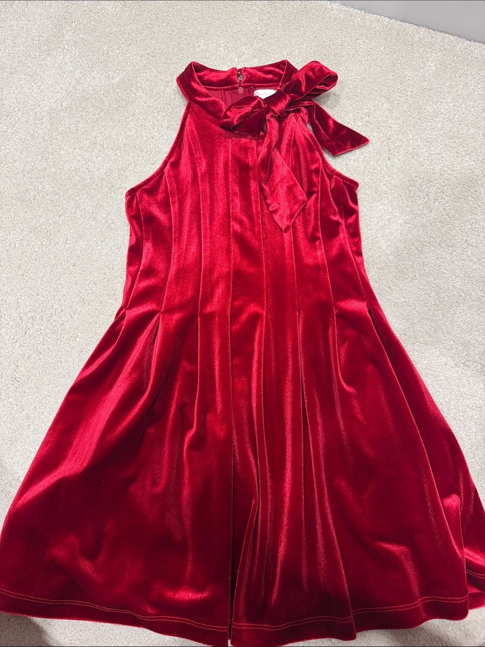 Velvet Red Bow Girls Dress Size 7